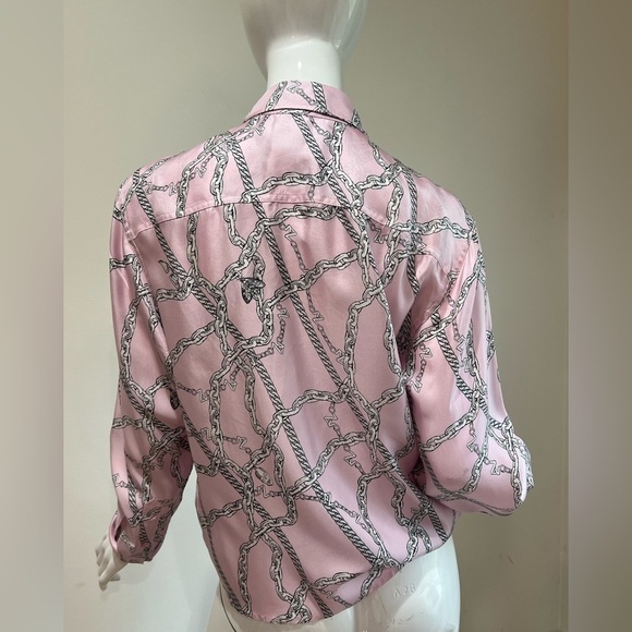 Zadig & Voltaire Toupy Twill Chaines Skull Printed Silk Tie Blouse Chain… - Picture 13 of 15
